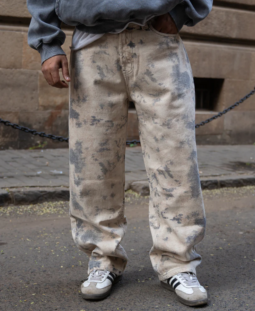 Abstract Print Baggy Jeans 100% Cotton - Image 2