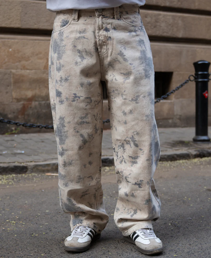 Abstract Print Baggy Jeans 100% Cotton - Image 3
