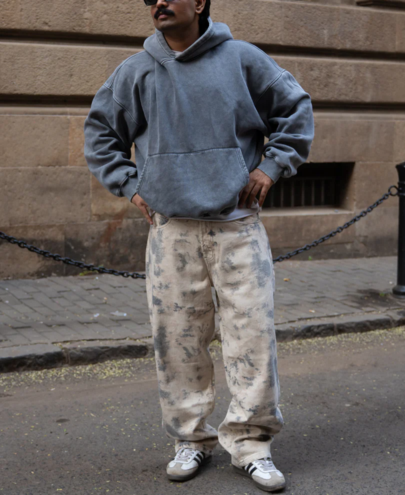 Abstract Print Baggy Jeans 100% Cotton - Image 7