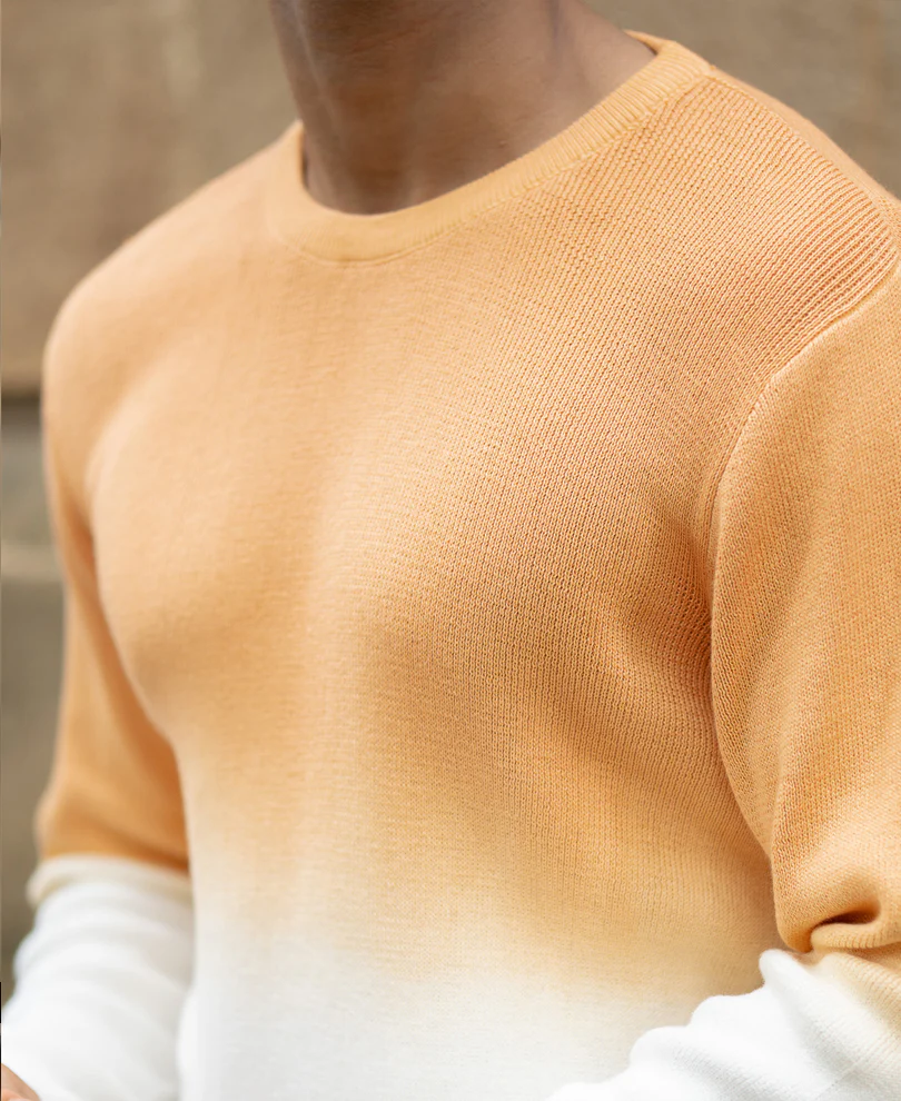 Apricot Orange Ombre Knit T-Shirt 100% Cotton - Image 4