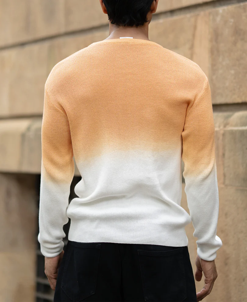 Apricot Orange Ombre Knit T-Shirt 100% Cotton - Image 5