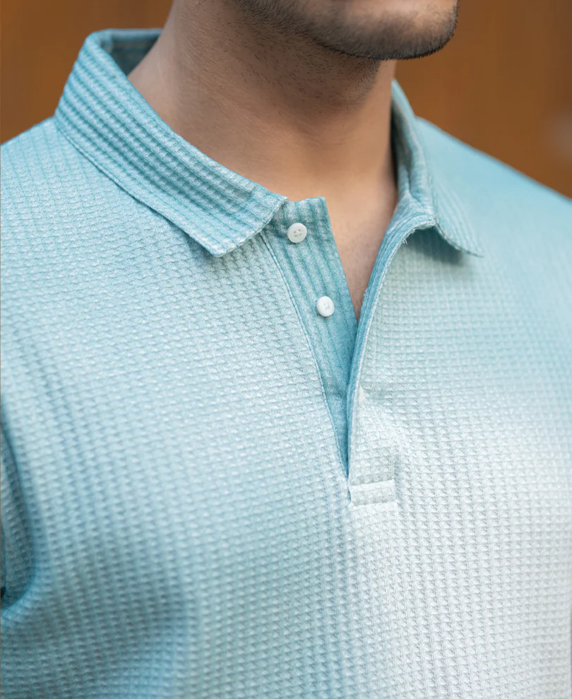 Aqua Blue Sprayed Polo T-Shirt - Image 3