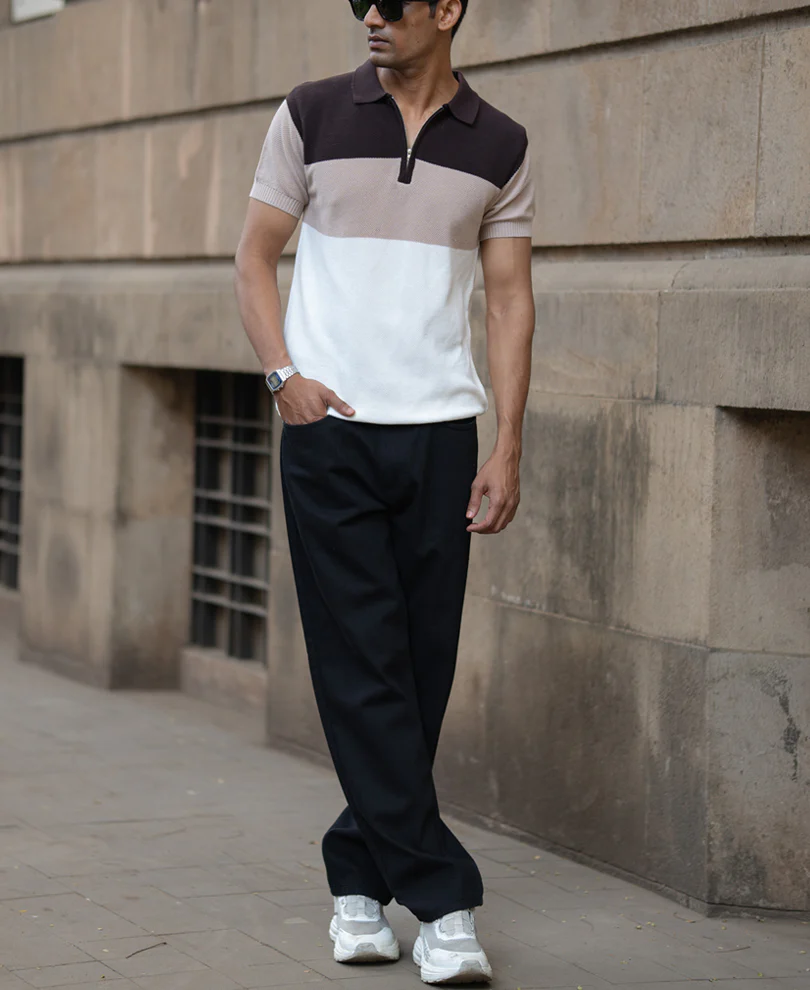 Beige & Brown Knit Stripe T-Shirt 100% Cotton - Image 6