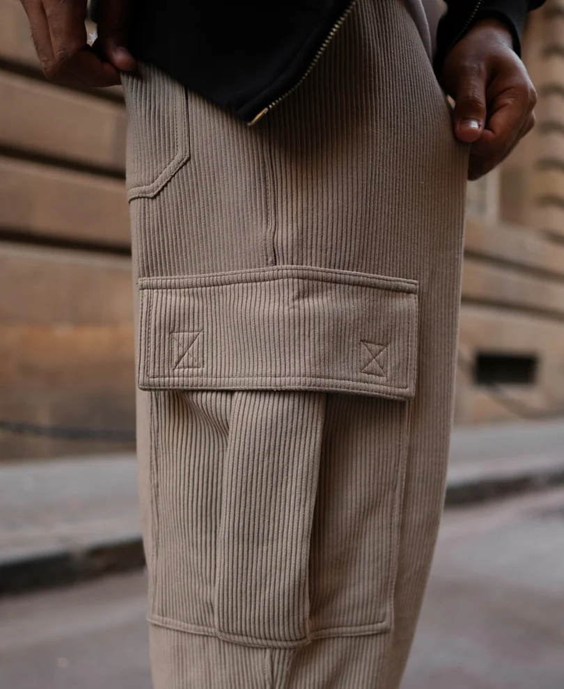 Beige Cargo Pocket Baggy Fit Track Pant - Image 3