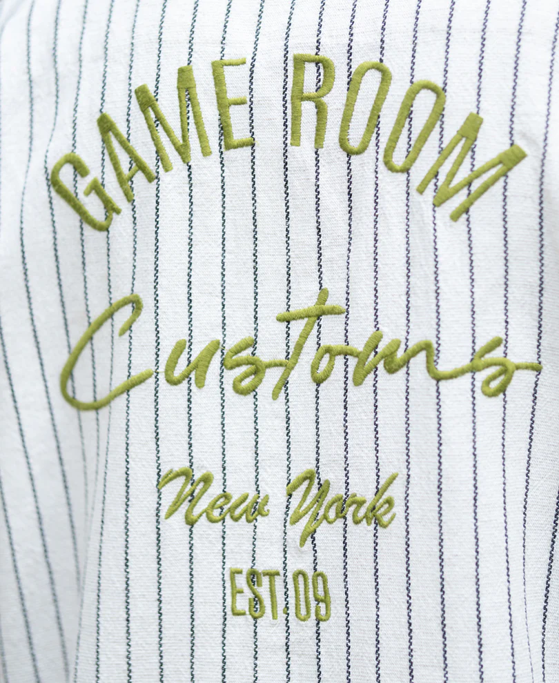 Beige Embroidered Stripe Shirt - Image 4