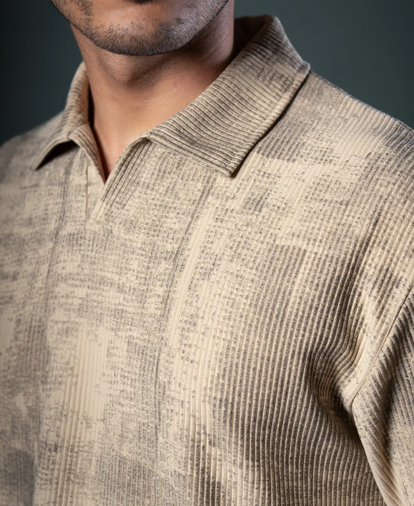 Beige Grunge Print T-Shirt - Image 4