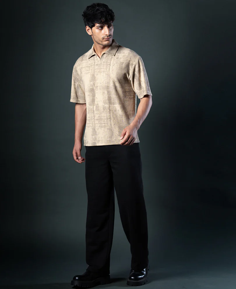 Beige Grunge Print T-Shirt - Image 6