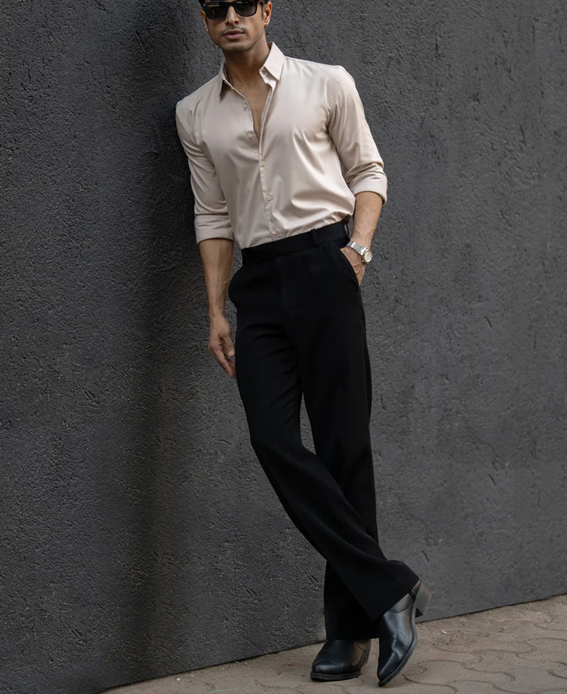 Beige Melange Stretch Shirt - Image 6