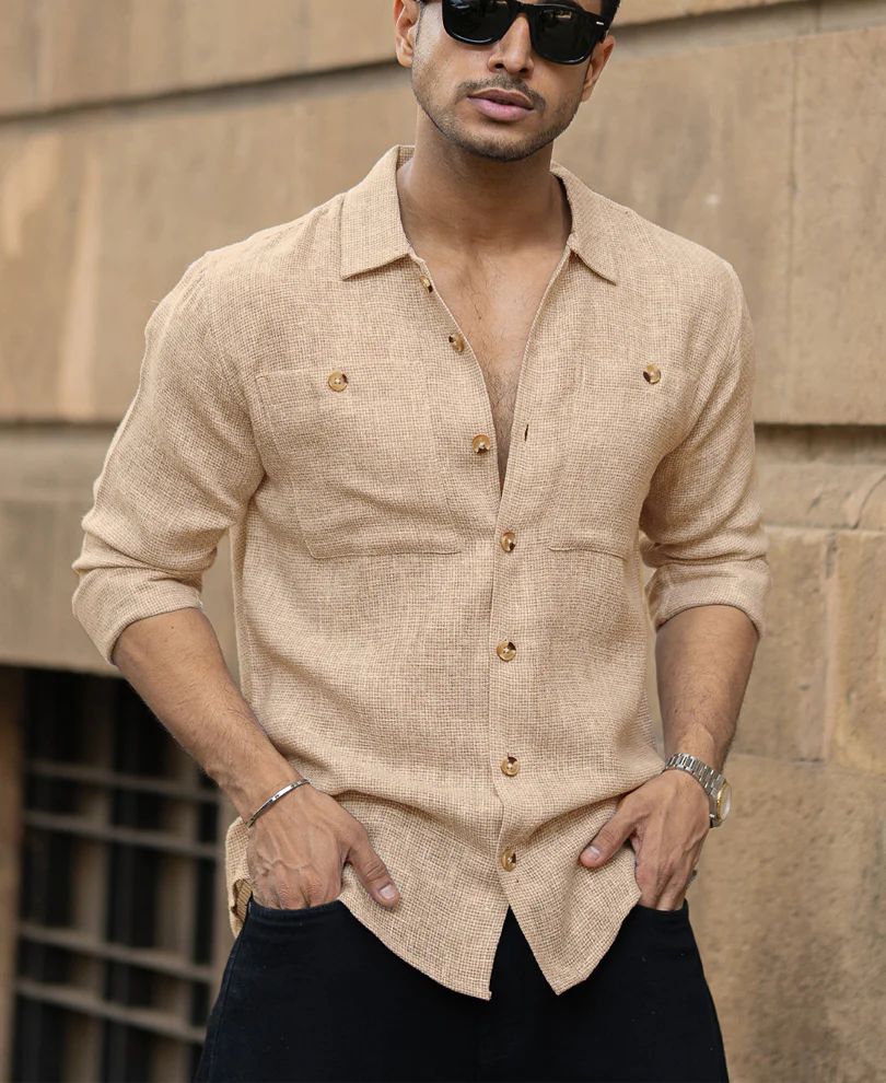 Beige Structure Shirt - Image 3
