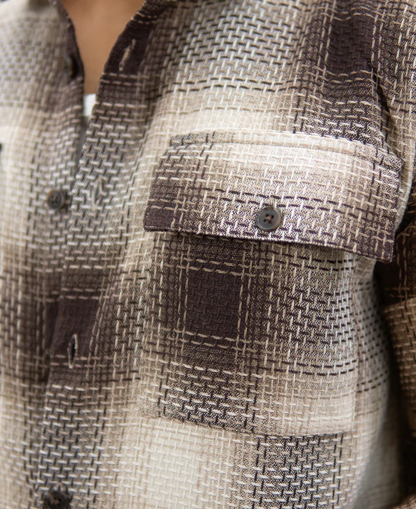 Beige Structured Checks Shirt - Image 4