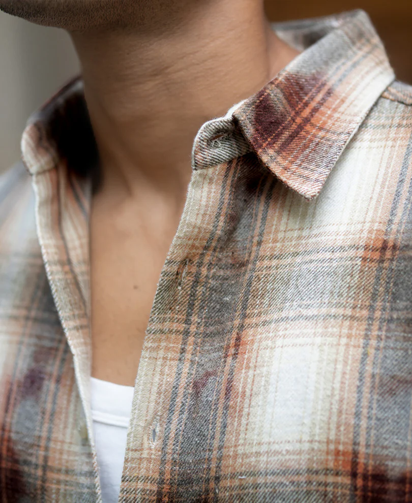 Beige Washed Checks Shirt - Image 5