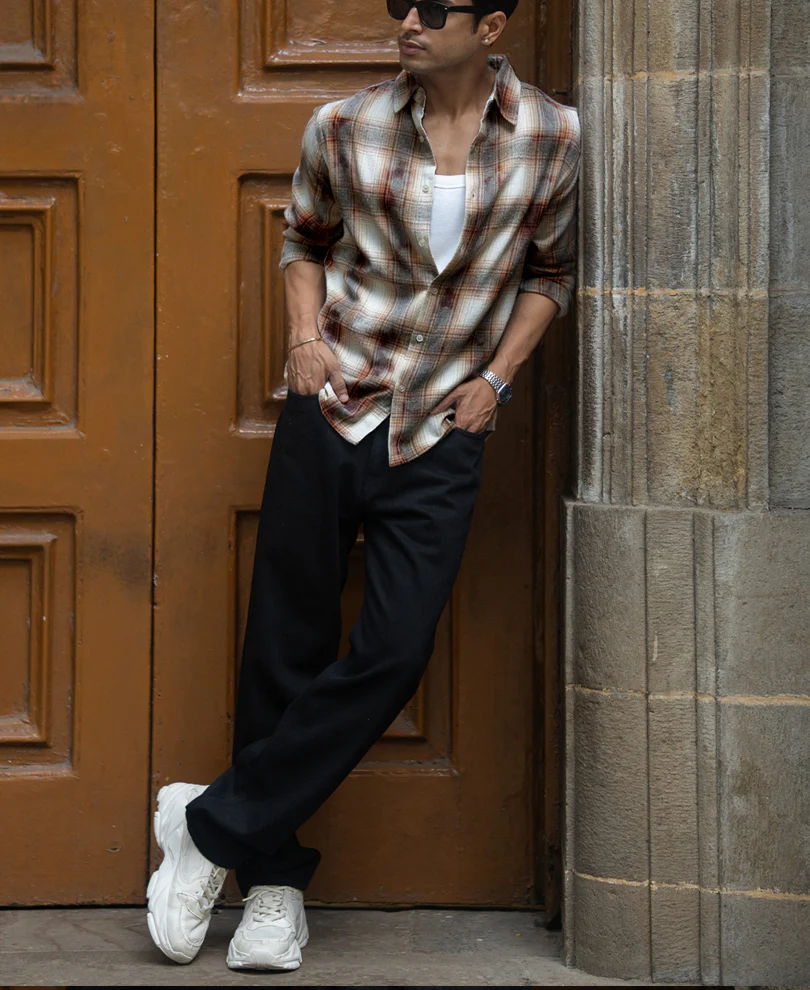 Beige Washed Checks Shirt - Image 7
