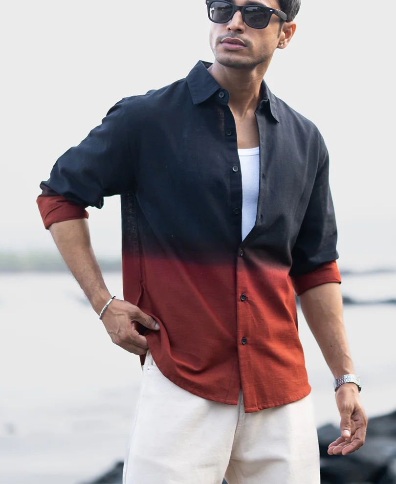 Black And Brown Ombre Shirt 100% Cotton - Image 2