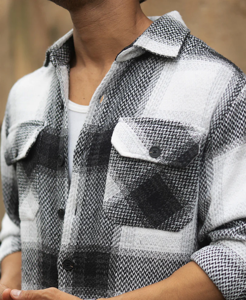 Black And White Checks Overshirt - Image 4