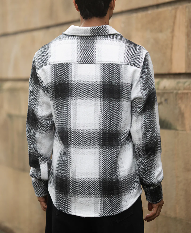 Black And White Checks Overshirt - Image 5