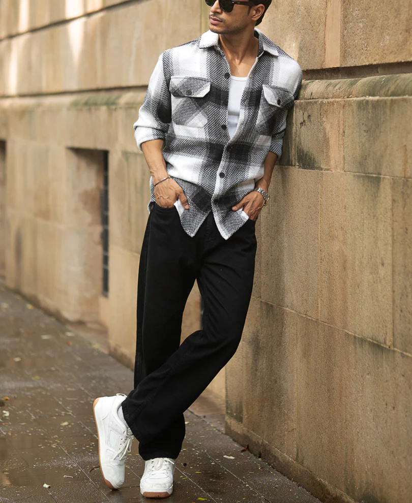 Black And White Checks Overshirt - Image 6