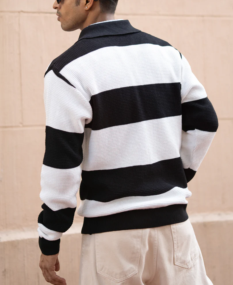 Black And White Knit T-Shirt 100% Cotton - Image 6