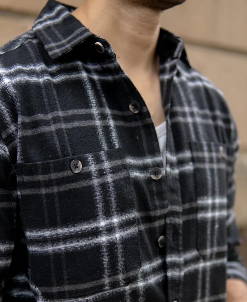 Black Brushed Checkrd Shirt - Image 3