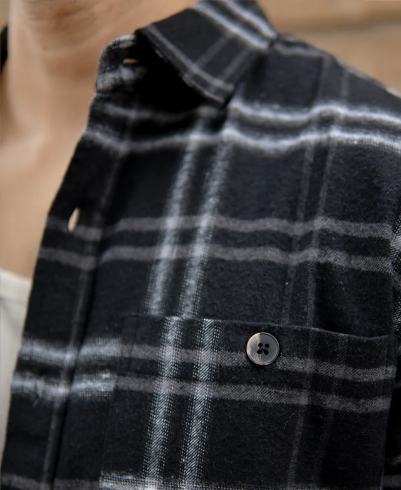 Black Brushed Checkrd Shirt - Image 4