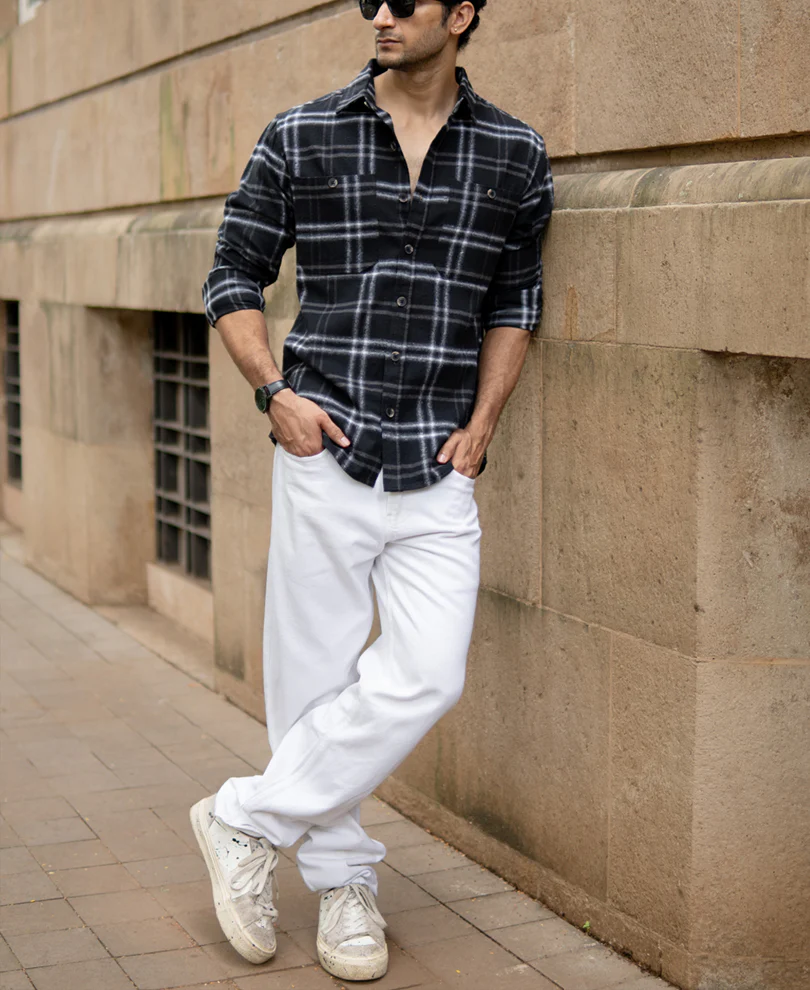 Black Brushed Checkrd Shirt - Image 6