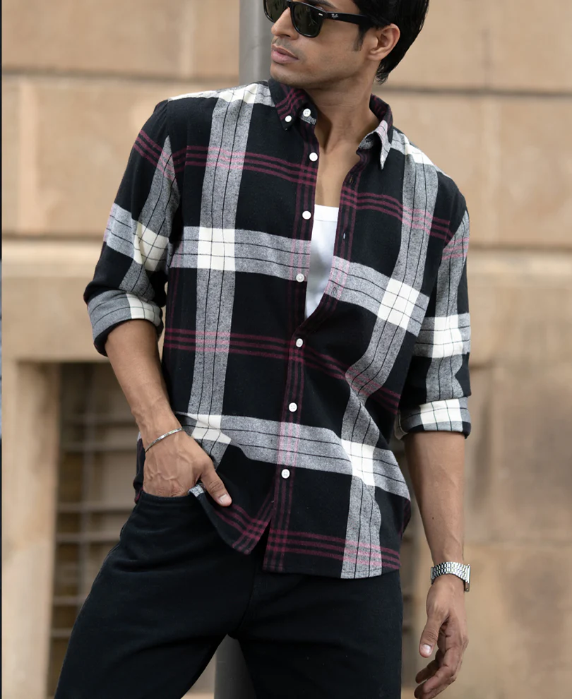 Black Checks Button Down Shirt - Image 3
