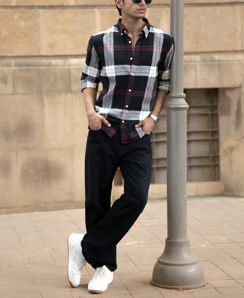 Black Checks Button Down Shirt - Image 6