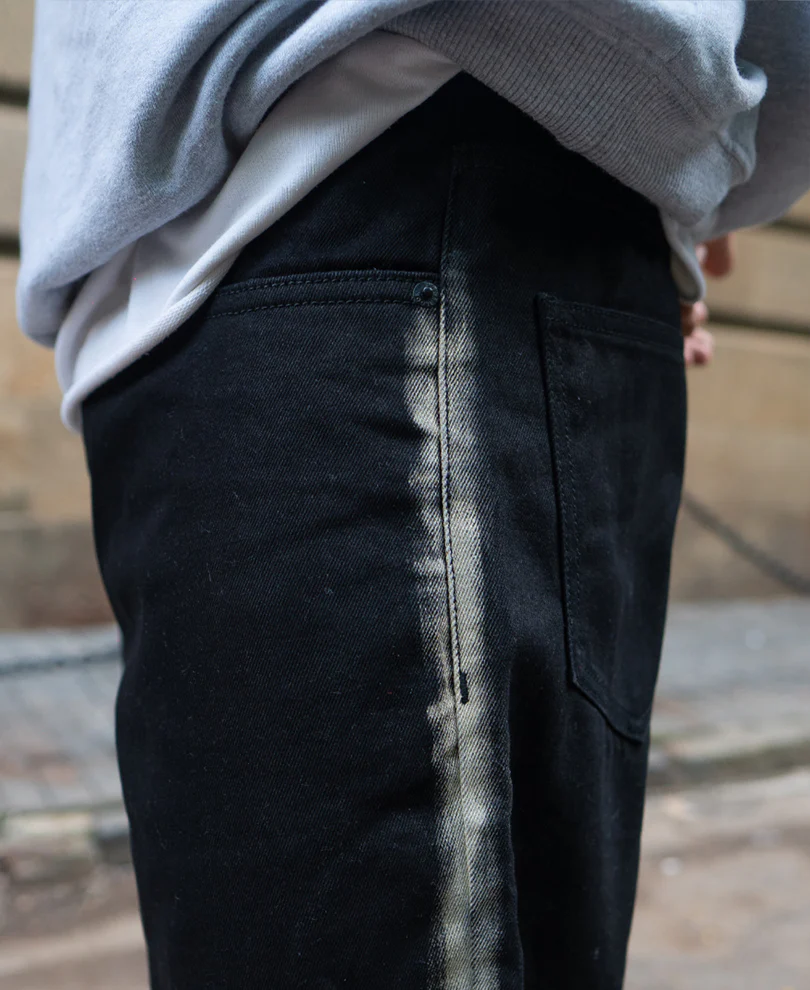 Black Contrast Detail Baggy Jeans 100% Cotton - Image 5