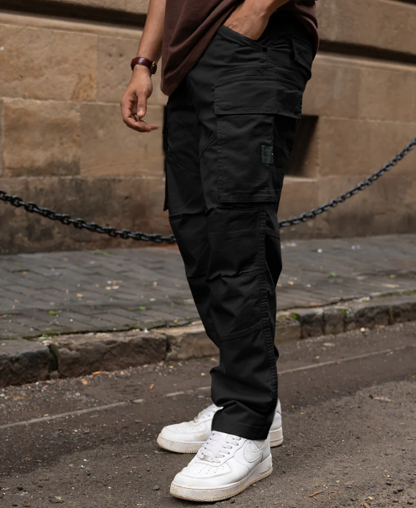 Black Cotton Cargo Trouser - Image 3
