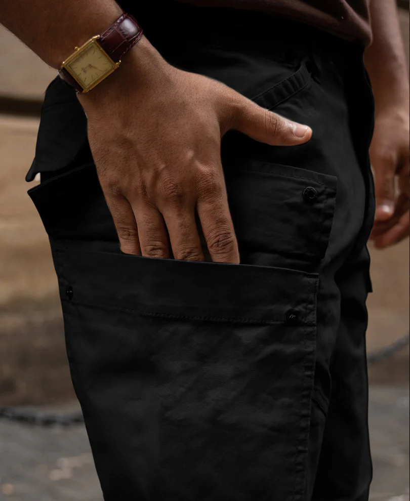 Black Cotton Cargo Trouser - Image 6
