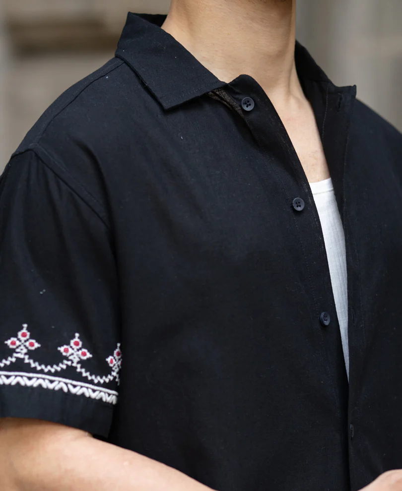 Black Embroidered Lightweight Shirt - Image 3