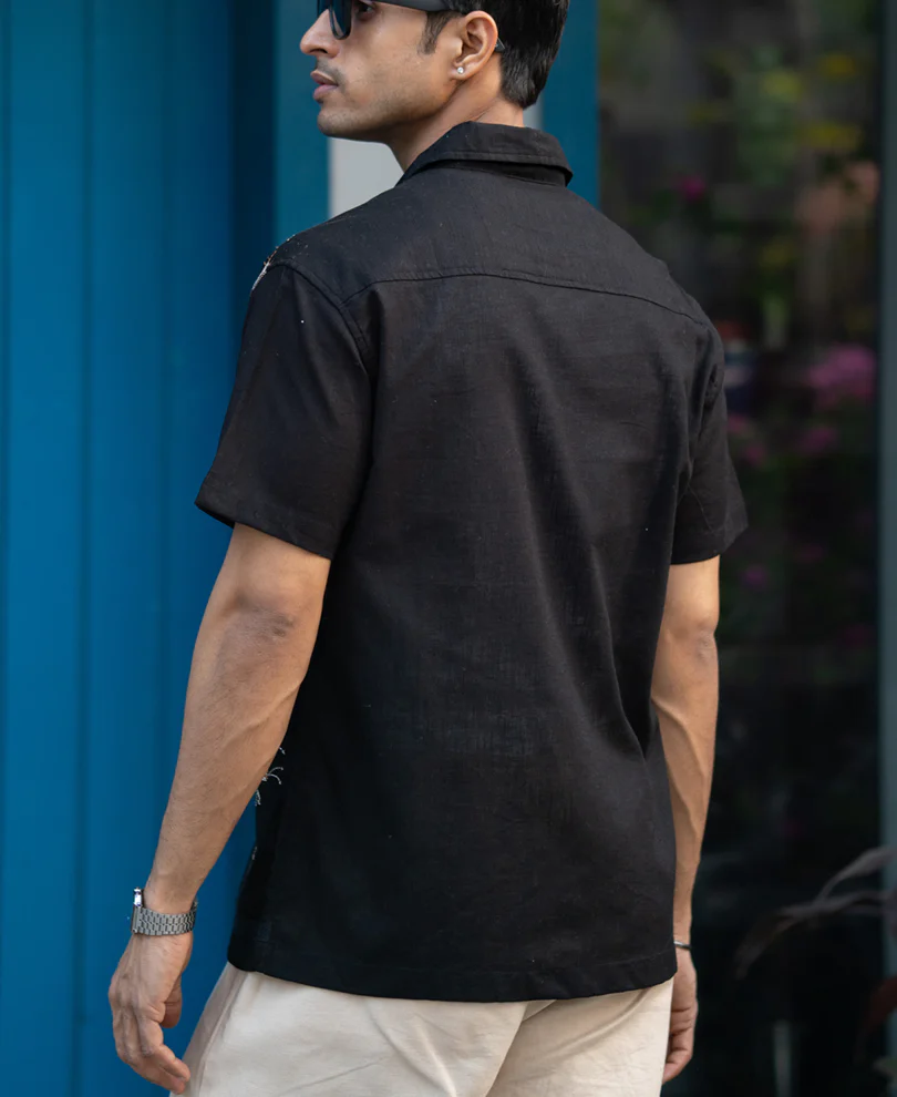 Black Embroidered Shirt 100% Cotton - Image 6