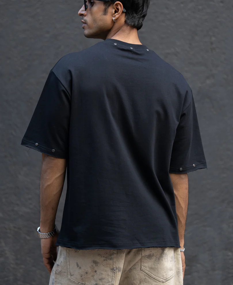 Black Graphic Stud T-Shirt 100% Cotton - Image 6