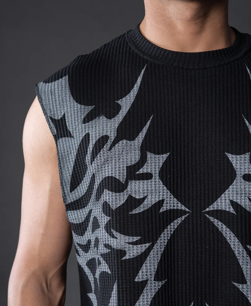 Black Grunge Print Vest - Image 4