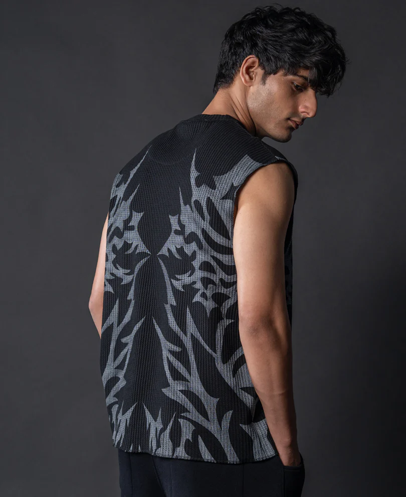 Black Grunge Print Vest - Image 6
