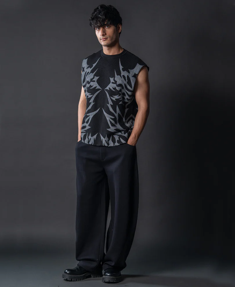 Black Grunge Print Vest - Image 7