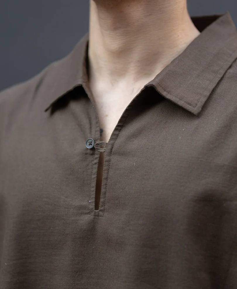 Brown Lightweight Structured Kurta Shirt 100% Cotton - Image 4