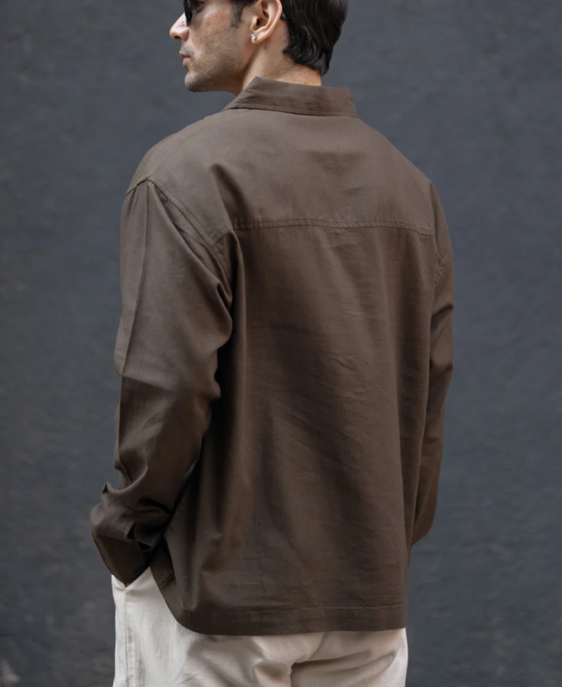 Brown Lightweight Structured Kurta Shirt 100% Cotton - Image 6