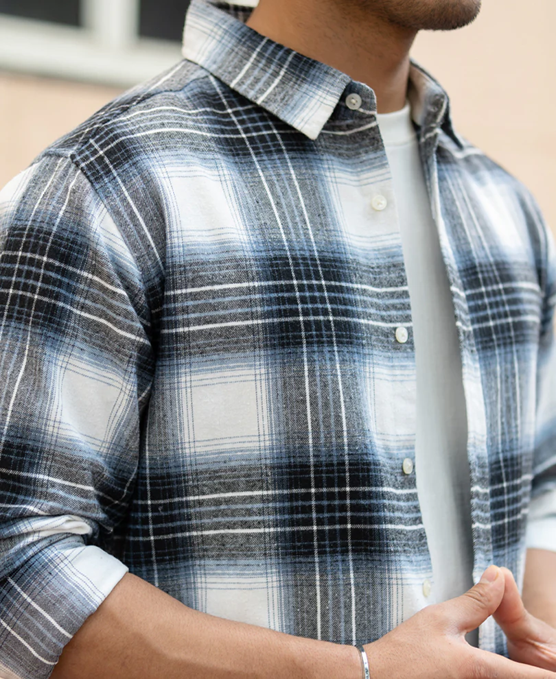 Black Lighweight Checks Shirt - Image 3