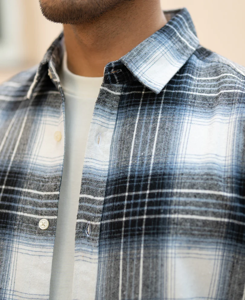 Black Lighweight Checks Shirt - Image 4
