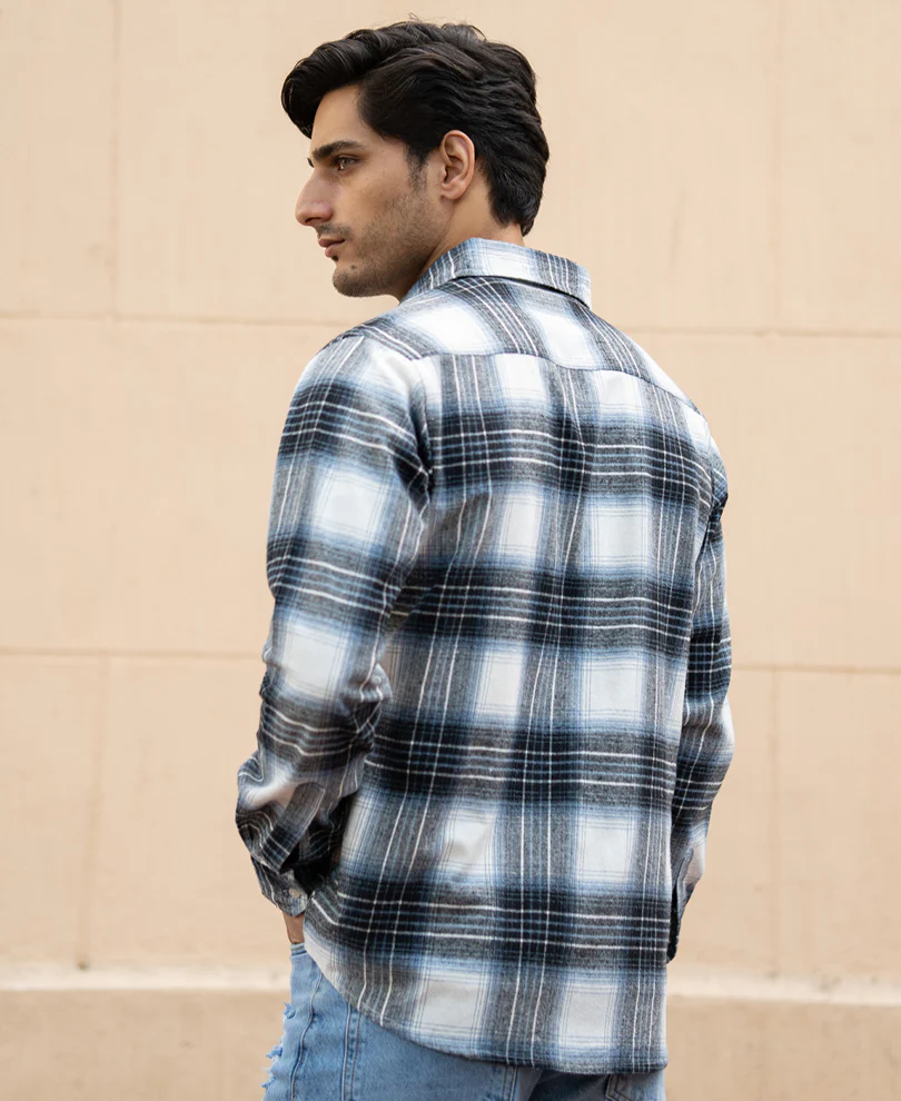 Black Lighweight Checks Shirt - Image 5