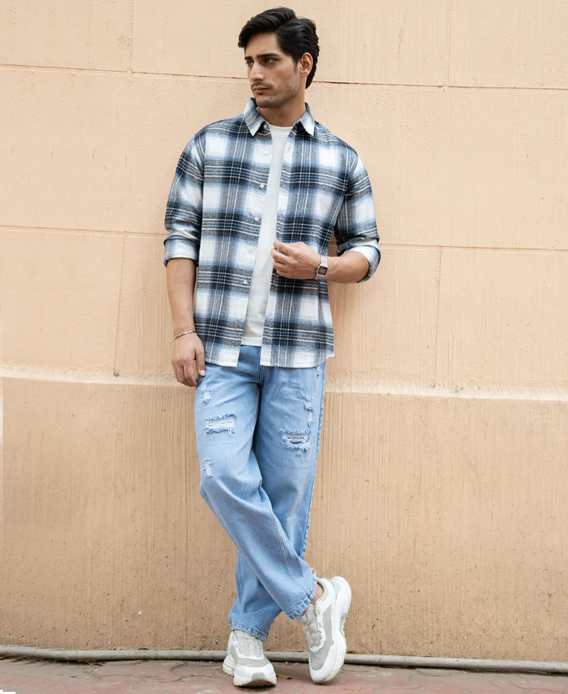 Black Lighweight Checks Shirt - Image 6