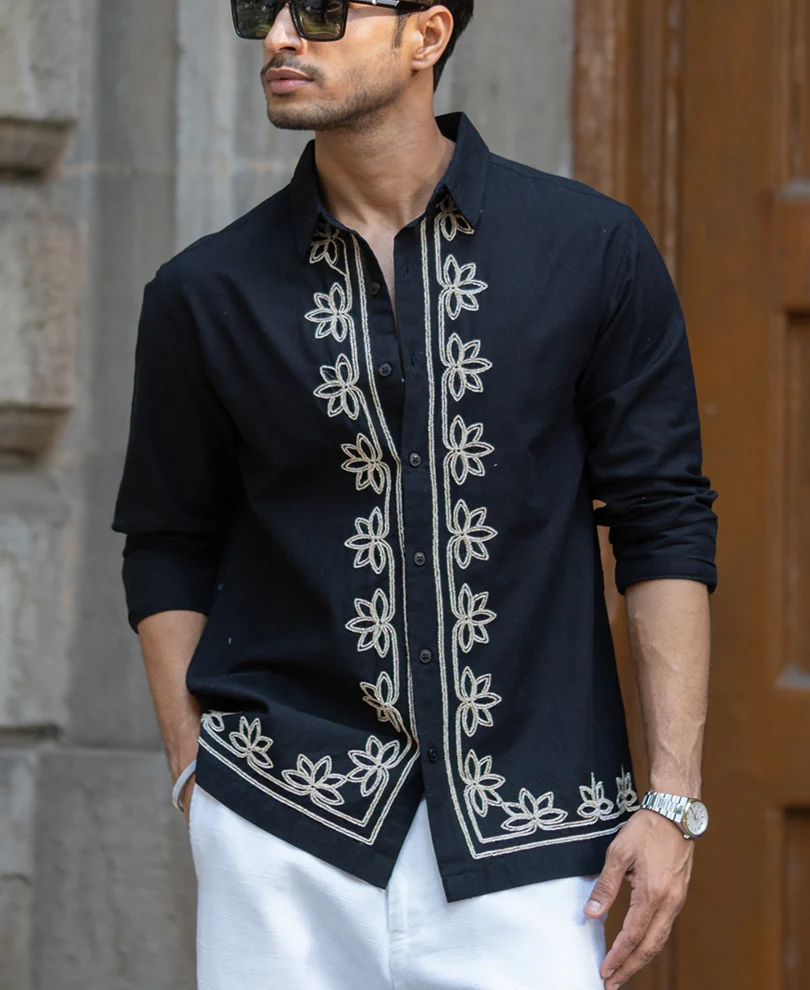Black Lotus Embroidery Shirt - Image 2