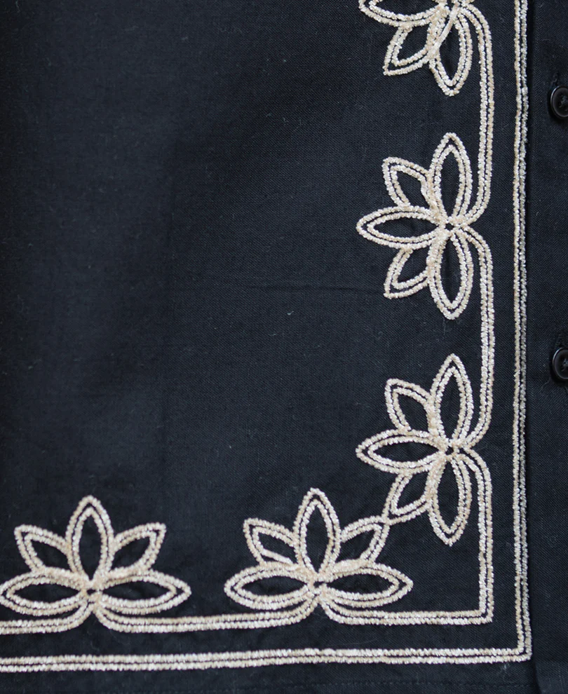 Black Lotus Embroidery Shirt - Image 3