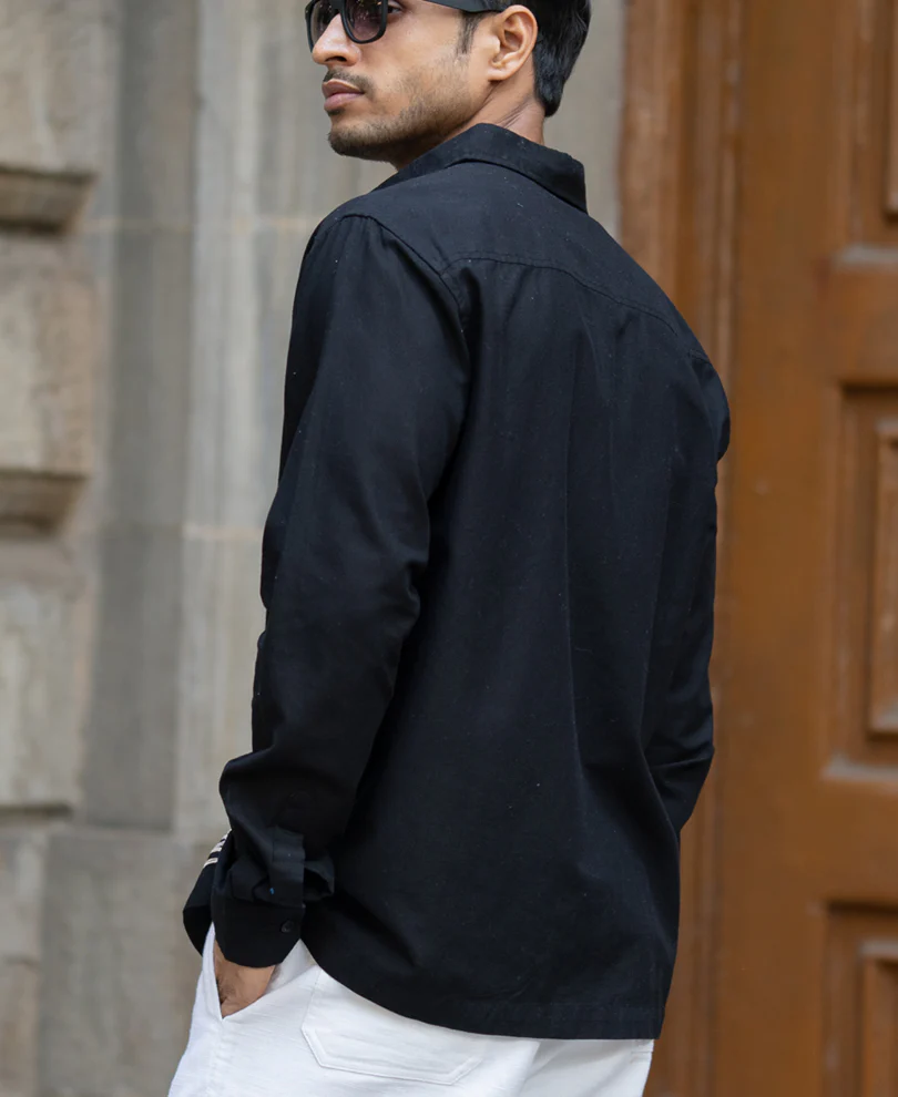 Black Lotus Embroidery Shirt - Image 5