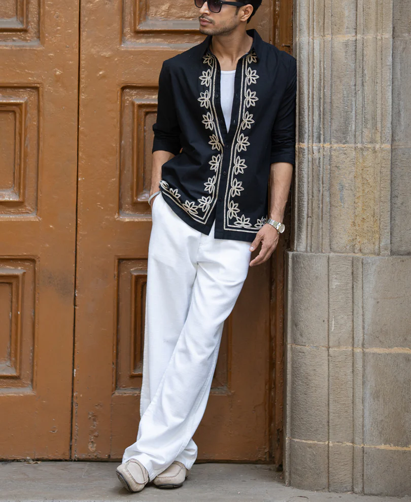 Black Lotus Embroidery Shirt - Image 6