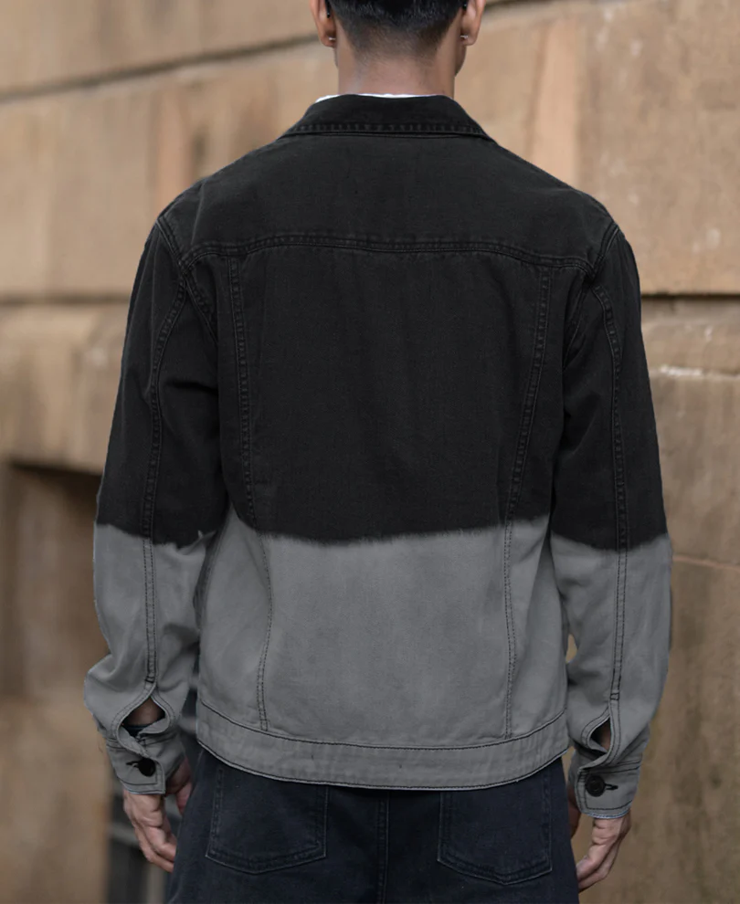 Black Ombre Denim Jacket 100% Cotton - Image 6