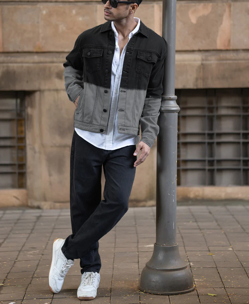 Black Ombre Denim Jacket 100% Cotton - Image 7