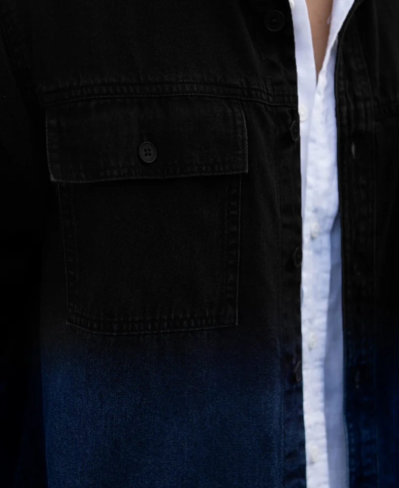 Black Ombre Denim Shirt 100% Cotton - Image 5