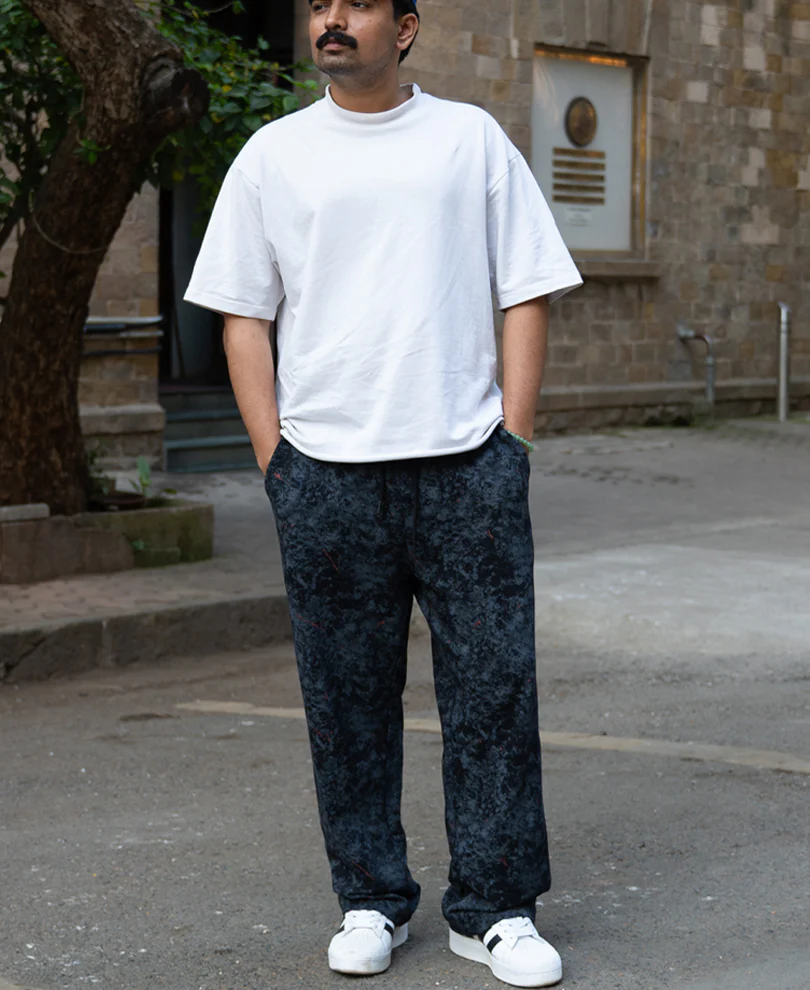 Black Printed Baggy Fit Trackpants 100% Cotton - Image 7