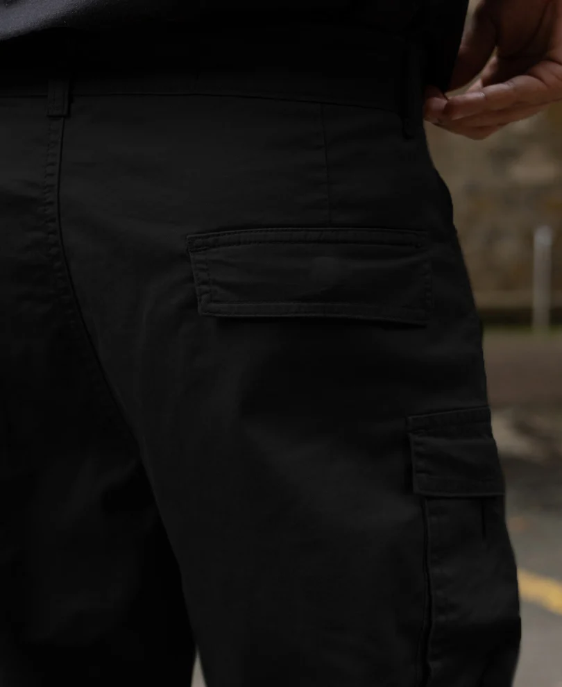 Black Regular Fit Cotton Utility Cargo Pant - Image 5